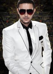 Белый классический свадебный / вечерний мужской костюм-двойка + рубашка + галстук