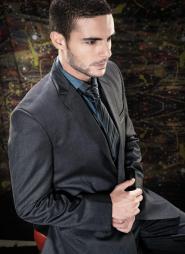 Тёмно-серый деловой мужской костюм-двойка + рубашка + галстук