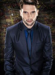 Тёмно-синий деловой мужской костюм-двойка + рубашка + галстук