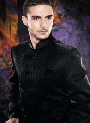 Чёрный современный мужской френч (воротник — стойка) + брюки