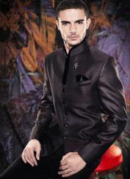 Бурый деловой мужской френч (воротник — стойка) + брюки