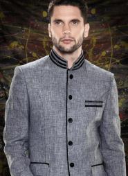 Серый строгий мужской френч (воротник — стойка) + брюки