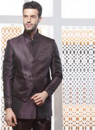 Тёмно-фиолетовый необычный мужской костюм-тройка