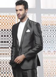 Тёмно-серый классический мужской костюм-двойка + рубашка