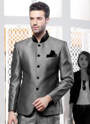 Свинцовый стильный мужской френч (воротник — стойка) + брюки