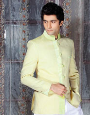 Вердепешевый модный мужской френч (воротник — стойка) + белые брюки