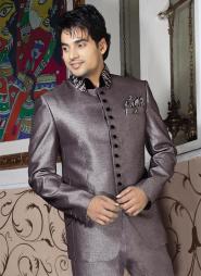 Серый оригинальный мужской френч (воротник — стойка) + брюки