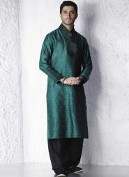 Национальный свадебный мужской костюм в индийском стиле из шёлка цвета мурены (брюки чёрные)