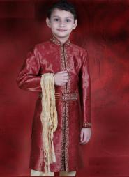 *Красный национальный индийский костюм для мальчиков от 2 до 16 лет с вышивкой