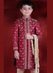 *Красный национальный индийский костюм для мальчиков от 2 до 16 лет с вышивкой