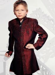 *Бордовый национальный индийский костюм для мальчиков от 2 до 16 лет с вышивкой