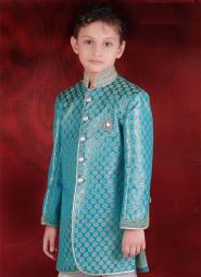 *Сине-зелёный национальный индийский костюм для мальчиков от 2 до 16 лет