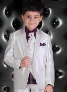Белый костюм-тройка (с жилетом) + рубашка + шейный платок с брошью для мальчиков от 2 до 16 лет