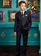 Тёмно-серый школьный костюм-двойка + рубашка + галстук с брошью для мальчиков от 2 до 16 лет