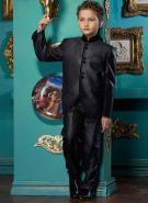 Чёрный школьный френч (воротник — стойка) + брюки для мальчиков от 2 до 16 лет