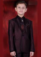 Классический тёмно-алый костюм-двойка + рубашка + шейный платок с брошью для мальчиков от 2 до 16 лет