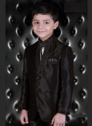 Костюм-двойка цвета бистр + рубашка + шейный платок с брошью для мальчиков от 2 до 16 лет