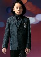 Чёрно-синий костюм-двойка + рубашка + шейный платок для мальчиков от 2 до 16 лет