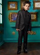 Чёрный элегантный френч (воротник — стойка) + брюки для мальчиков от 2 до 16 лет