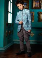 Небесный красивый френч (воротник — стойка) + галифе цвета маренго для мальчиков от 2 до 16 лет