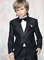 Чёрный концертный костюм-двойка + белая рубашка с бабочкой для мальчиков от 2 до 16 лет