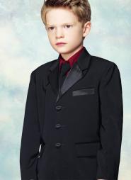 Чёрный брючный костюм-двойка + вишнёвая рубашка + галстук для мальчиков от 2 до 16 лет