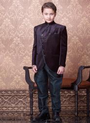 Восточный костюм-двойка с винтажной брошью для мальчиков от 2 до 16 лет