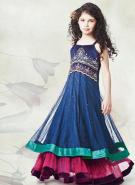 Модное платье / сарафан цвета Чёрного моря на тонких брителях для девочек от 2 до 16 лет