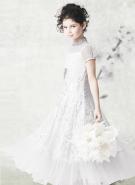 Белое бальное платье с короткими полупрозрачными рукавами для девочек от 2 до 16 лет