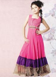 Розовое платье / сарафан из креп-жоржета, украшенное вышивкой с люрексом, стразами и пайетками, для девочек от 2 до 16 лет
