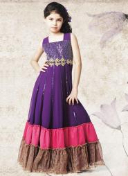 Тёмно-пурпурное праздничное платье / сарафан из креп-жоржета, украшенное вышивкой с люрексом, стразами и пайетками, для девочек от 2 до 16 лет