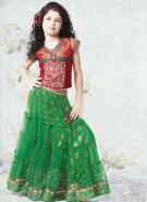 Красная блузка с короткими рукавами + длинная юбка цвета нефрита для девочек от 6 до 16 лет