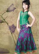 Нефритовый топ + длинная тёмно-пурпурная юбка для девочек от 6 до 16 лет