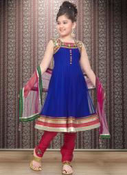 Ультрамариновое платье на широких брителях + летние вишнёвые брюки для девочек от 6 до 16 лет