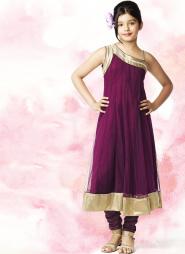 Сливовый национальный индийский костюм для девочек от 2 до 16 лет