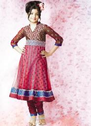 Красный костюм из парчи, украшенное вышивкой люрексом, для девочек от 2 до 16 лет