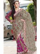 Кварцевое индийское сари из креп-жоржета