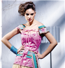 Розовато-лиловое платье / туника + летние жёлто-коричневые брюки