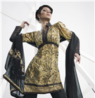 Жёлто-коричневое платье / туника + летние чёрные брюки