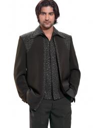 Антрацитовый вечерний мужской френч + брюки + рубашка
