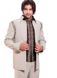 Красивый свадебный / вечерний френч цвета льна + брюки + рубашка