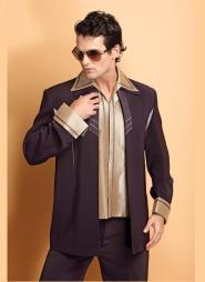 Кофейный вечерний мужской френч + брюки + рубашка