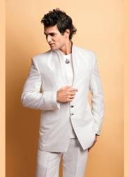 Белоснежный модный свадебный / вечерний мужской костюм-двойка + рубашка