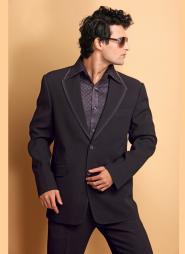 Чёрный классический мужской костюм-двойка + рубашка