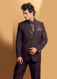 Кофейный деловой мужской костюм-двойка + рубашка + галстук с брошью