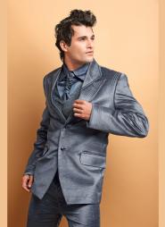 Свадебный / вечерний мужской костюм-тройка цвета серого шифера (с жилетом) + рубашка + галстук