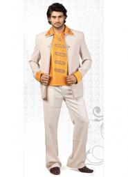 Кремовый креативный свадебный / вечерний френч + брюки + рубашка