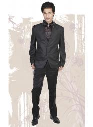 Чёрный модный мужской костюм-двойка + рубашка с бабочкой