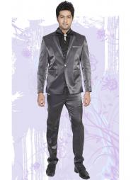 Серый оригинальный мужской костюм-двойка + рубашка с бабочкой