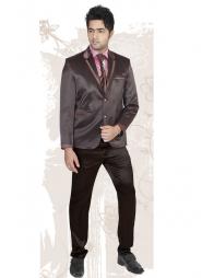 Кофейный летний мужской костюм-двойка + рубашка + галстук с брошью